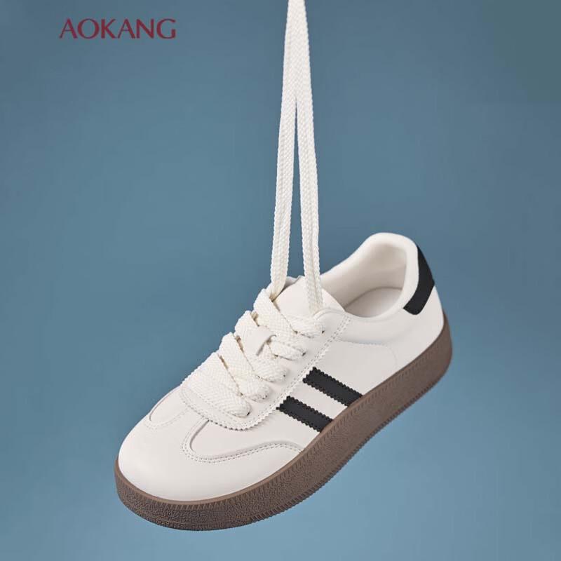 Aokang Women s Black & White Round Toe Sneakers 38