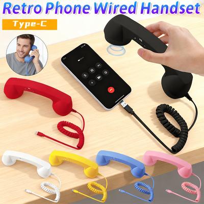 Retro-Telefonhörer, 2026 Neues Retro-Telefonhörer für iPhone & Android, Typ-C/Kabelloser Bluetooth-Telefonhörer im alten Stil