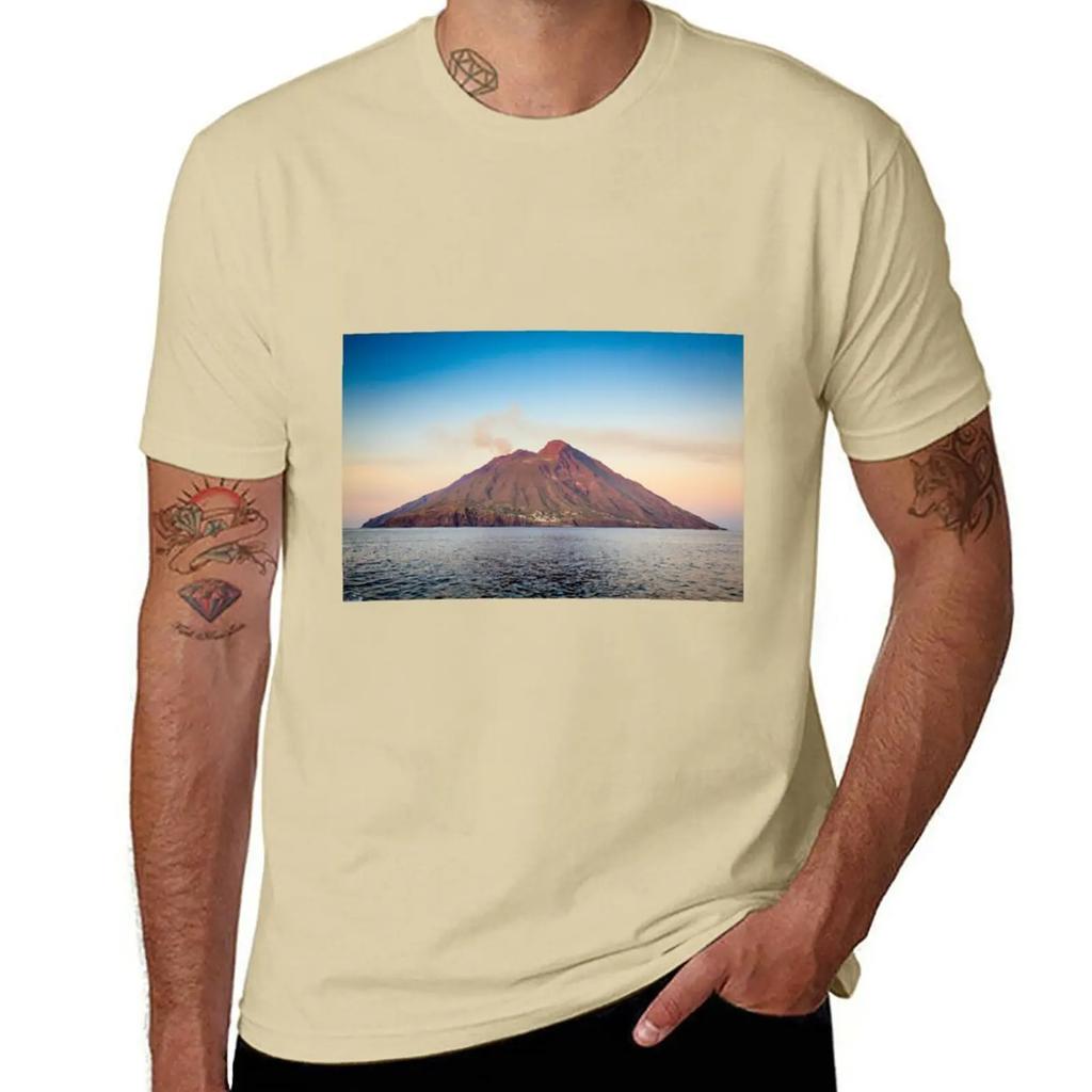 Stromboli Island T-Shirt heavyweights summer top korean fashion blacks t-shirts