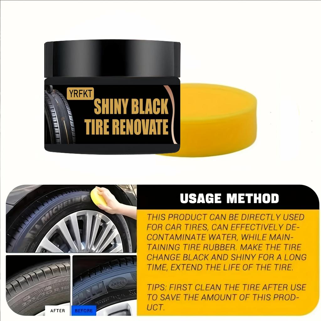 Tire Shine & Plastic Repair Paste - Removes Scratches/Oxid, Restores Shine for Tires/Trim with UV Protect, 5-Min Fix