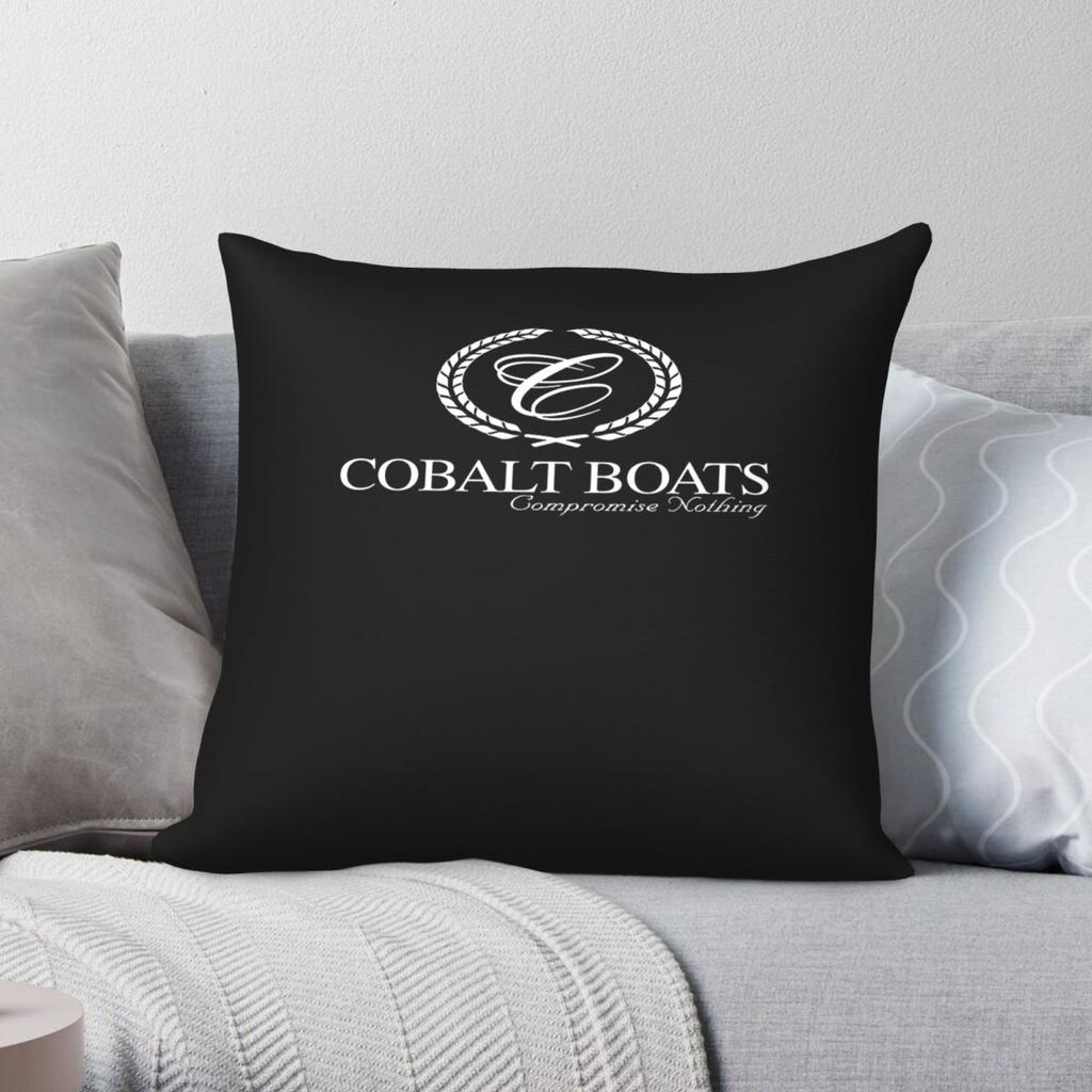 Housse de coussin carrée logo Cobalt Boats Polyester Lin Velours Motif Fermeture Éclair Housse de coussin décorative Housse de coussin de lit Vente en gros