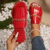 Oversized Flat Slippers with Crocodile Pattern Chain Casual Shoes for Women