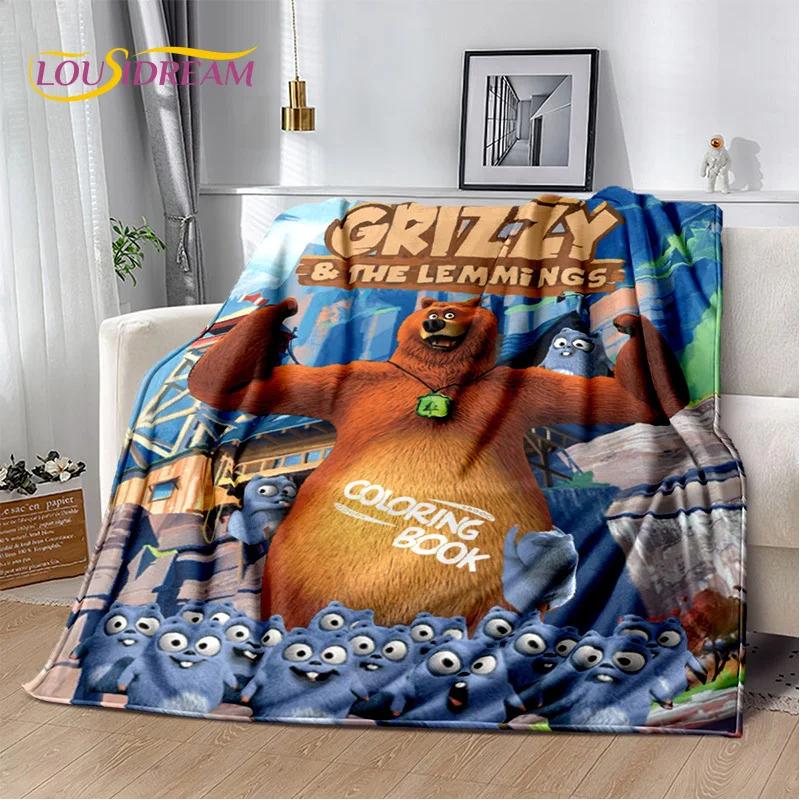 Cartoon Grizzy and The Lemmings Soft Flannel Blanket for Beds Bedroom Sofa Picnic,Throw Blanket for Cover Outdoors Leisure Gift