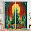 2pcs,2D plane printing Curtain Popular Christmas Tree Star Moon Gifts (3) Versatile Durable Polyester (without rod) Decorations