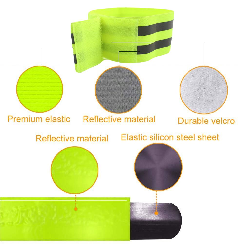 4 Pcs Reflective Bands for Wrist Arm Ankle Leg Reflective Gear for Night Walking Cycling Running