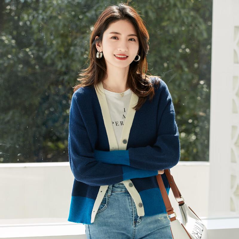 

VICTORIA&VERA Women s Two-Tone V-Neck Knit Cardigan XL