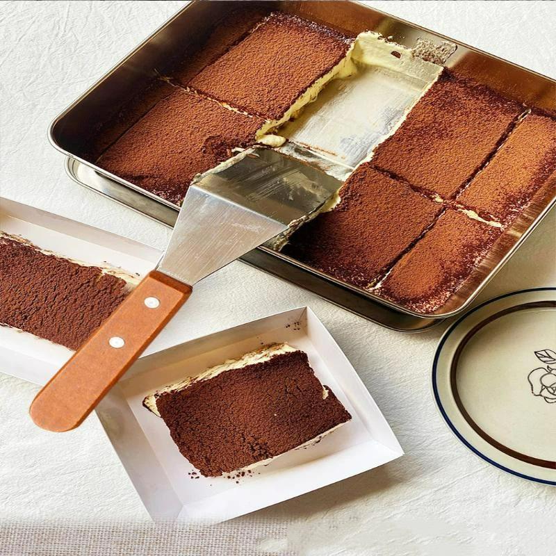 Non-Slip Stainless Steel Long Cake Mold Bakingtray Anti-Scratch Rectangular Tiramisu Cake Base Dly Kitchen Cooking Tool