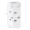 Steel Umbrella Stand With Drip Tray Hooks For Folding Umbrellas And Decorative Design 15.5x15.5x41 Cm White