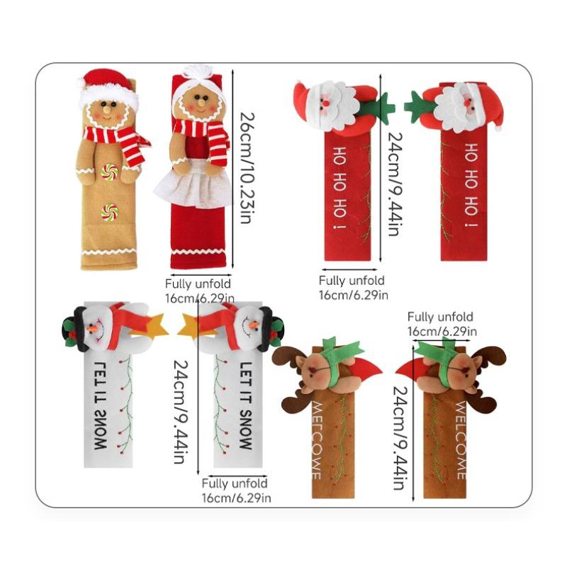 Christmas decoration refrigerator door handle protective case gingerbread man couple decoration set kitchen festive atmosphere arrangement