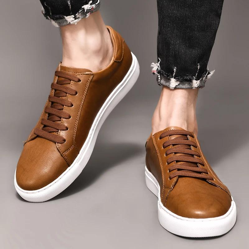 New Men Shoes Genuine Leather Casual Shoes Fashion Sneakers British style Cow Leather Men Shoes New Men Sneakers