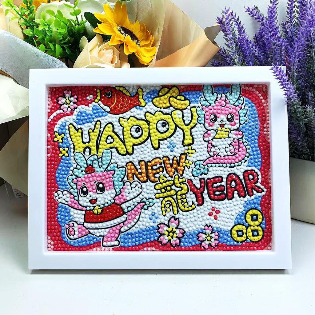 17 * 22Cm Cartoon Diamond Painting Children'S Puzzle Handmade Diy Year Of The Horse Living Room Sticker Decorative Painting