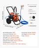 Diaphragm Airless Paint Sprayer, 2000 W Efficient Cart Airless Paint Sprayer, 3300 Psi High Pressure, with Extension Pole, Cleaning Needle and Brush,