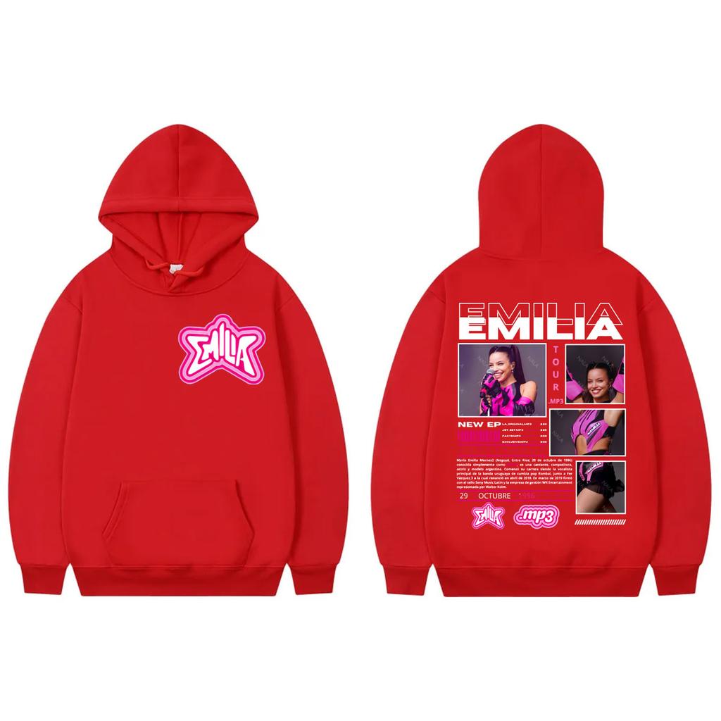 Emilia Mernes MP3 Tour Double Sided Graphic Hoodie Men Women Clothing Fashion Y2k Pullovers Casual Loose Long Sleeve Sweatshirts
