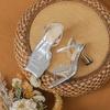 Thin-heeled butterfly rhinestone fairy sandals with open-toed silver square head comfortable temperament style high heels