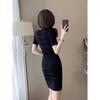 JK&JS Summer Round Neck Short Sleeve Knit Bodycon Dress
