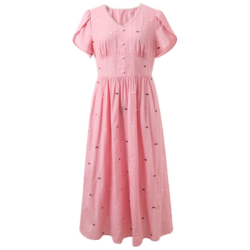Sancai Women s 100% Cotton Plus Size High-Waist A-Line Maxi Dress XXL