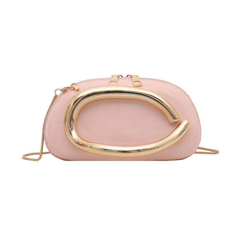 

Нишевая акриловая сумка особой формы женская 2025 новая европейская и американская модная сумка через плечо женская универсальная сумка-ракушка на цепочке розовый