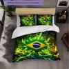 Set Biancheria da Letto a Fantasia Calcio Brasile 3 Pezzi Copripiumino Morbido in Microfibra con Federe per Camera da Letto
