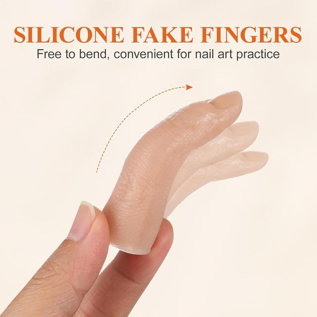 Mipcase manicure Artificial Finger Silicone Fake Finger artificial Bendable Nail piece human body Acrylic Silicone Nail Art Finger prosthetic hand