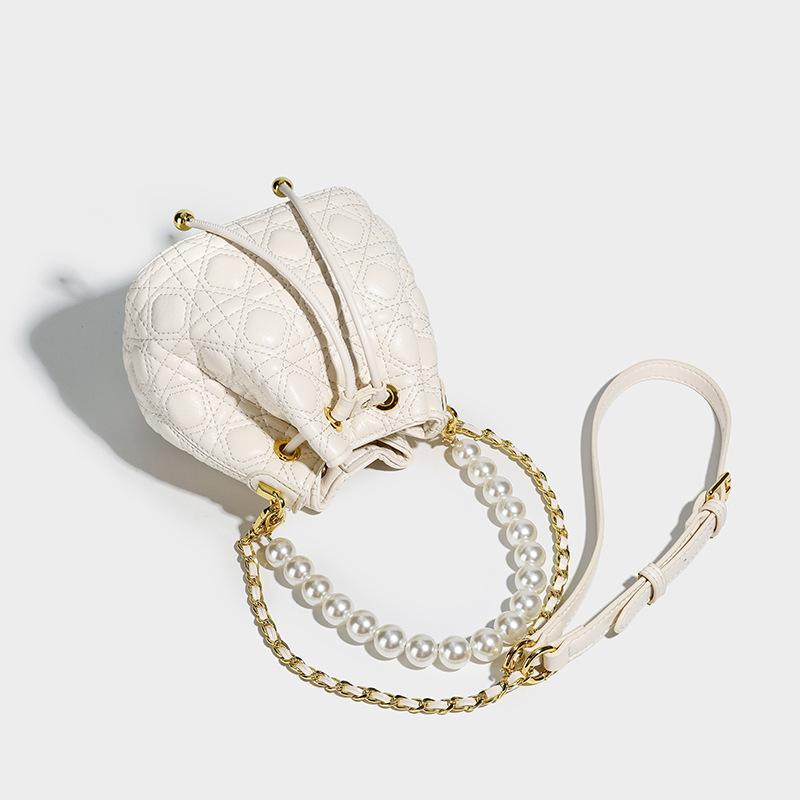 Xiaoxiangfeng Tasche, Neue Perlenketten-Tasche, Damen Hochwertige und Vielseitige Leder Einzel-Schulter Crossbody Beuteltasche