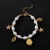 Trendy Shell Starfish Coin Imitation Pearl Chain Bracelets for Women Gold Color Metal Charms Bracelet Statement Jewelry