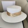 French Elegant and Elegant Pearl Straw Hat Women's Summer Outs Sunscreen Sun Hat Holiday Beach Hat Women's Sun Hat
