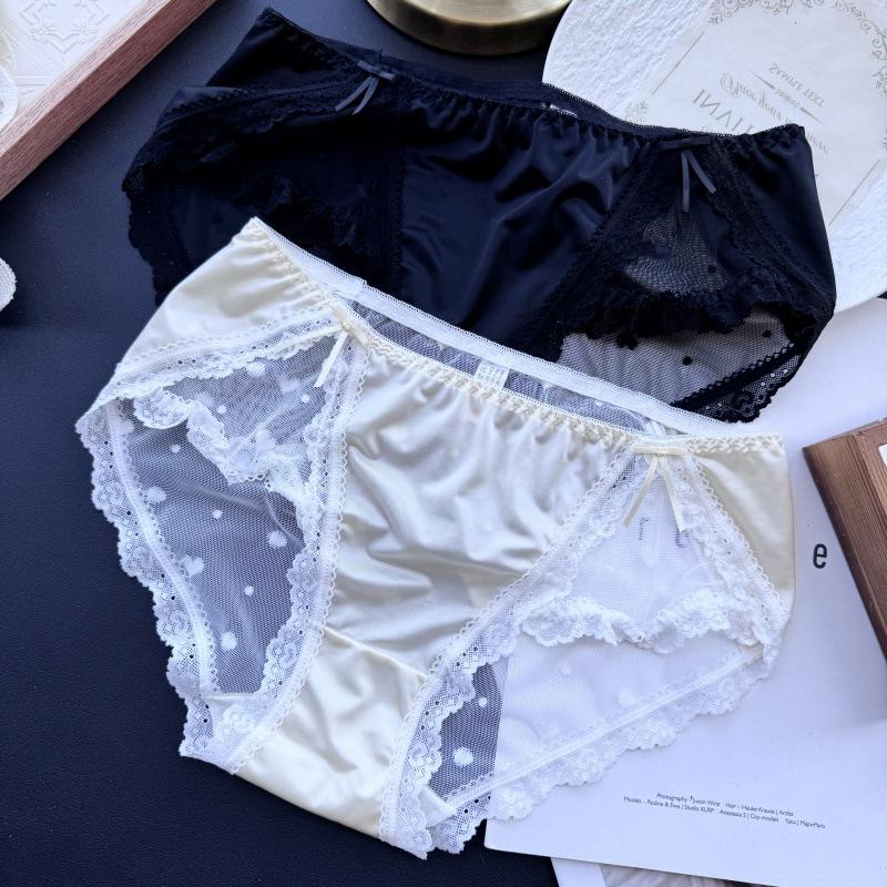 Ladies Spring Summer High Split Ice Silk Jacquard Sexy Panties