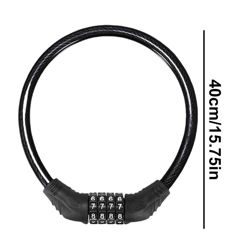 4 Digital Code Anti-Theft Bicycle Cable Lock Heavy Duty Keyless Security Locks Portable Resettable Combination Code Padlock