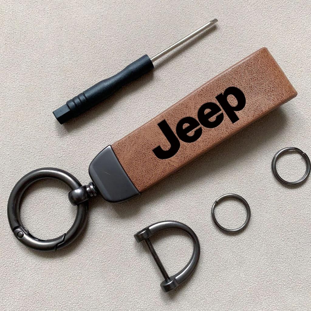 Per Auto Jeep Portachiavi ad Anello in Pelle Vintage Catena in Lega di Zinco Chiave per Jeep Grand Cherokee Wrangler JK Gladiator Compass Renegad