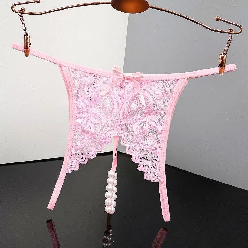Damen Intimwäsche Sexy Slips Niedrige Taille Erotische Tangas Spitze Transparent Sex Slips Damen Verführung Offener Schritt Flirty Unterwäsche