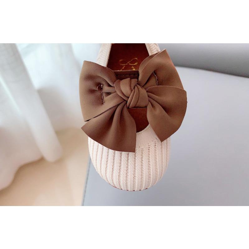 Spring/Autumn Girls' Leather Shoes with Bow, Square-Toe Soft-Sole Walking Flats for 1-Year-Old Babies, Breathable Anti-Slip Infant Shoes.
