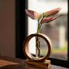 High-End Wabi-Sabi Solid Wood Vase for Hydroponic Flower Arrangement