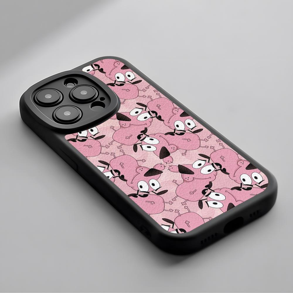 

Courage the cowardly dog cartoon Phone Case For iPhone 16 15 14 13 12 11 Plus Pro Max Lambskin Silicone Cover black iPhone 16