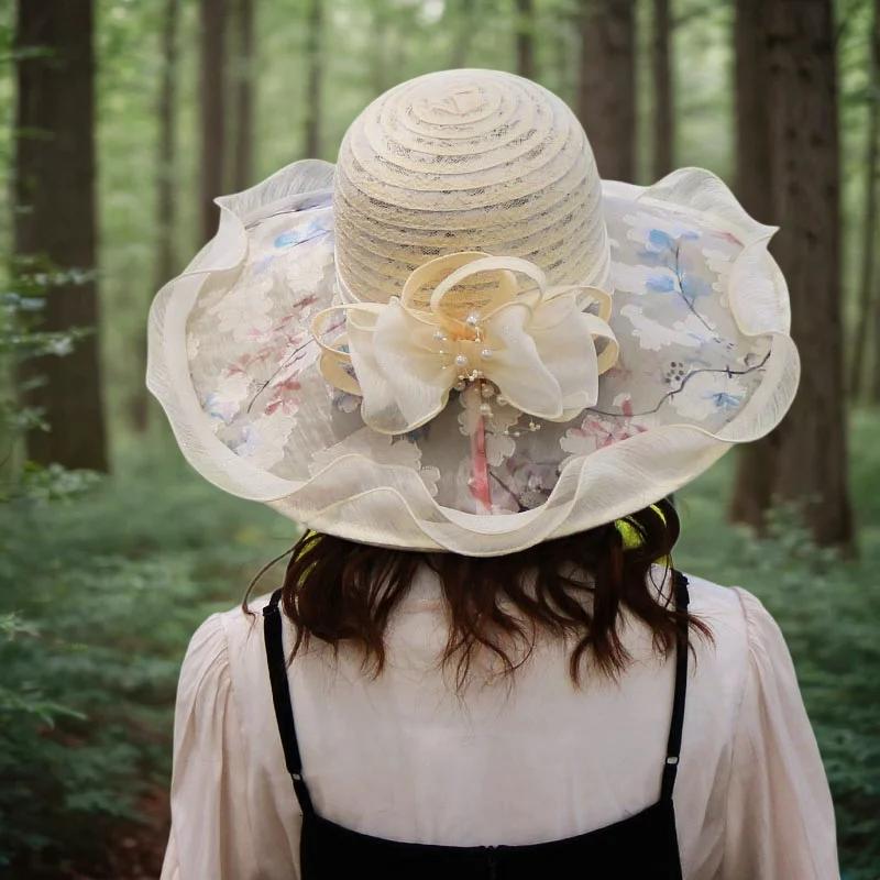 My Extreme Outdoor Activities Women's Fascinators Millinery Hat Church Wide Brim Bucket Hats Kentucky Derby Fedora Summer Beach Foldable Sun Cap Cm