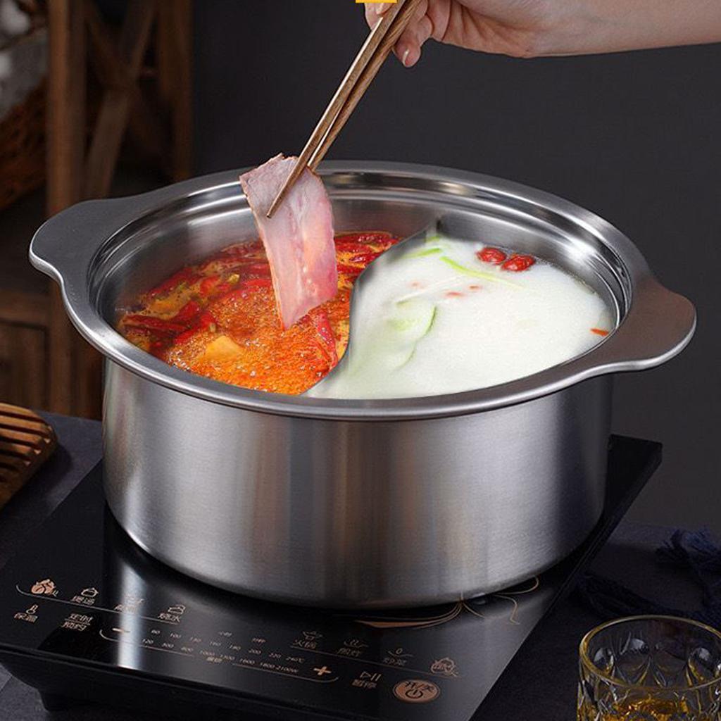Stainless Steel Hot Pot With Anti Scald Handle Deepen Uniform Heat Distribution Hot Pot Cookware