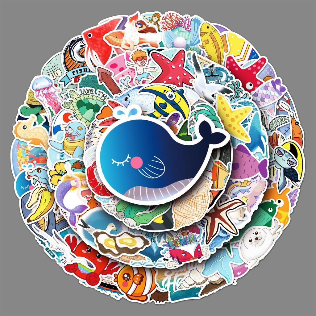 100 Pictures of Marine Cartoon Cute Animal Laptop Scooter Motorcycle Car Guitar Decoration Stickers