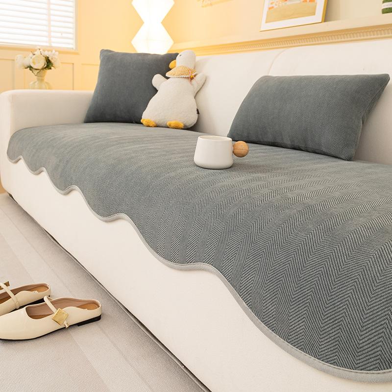 Exclusive Four-Season Universal  New Cover Sofa Cover Straight Row Three Seats And One Concubine Light Luxury High Seat Cushion