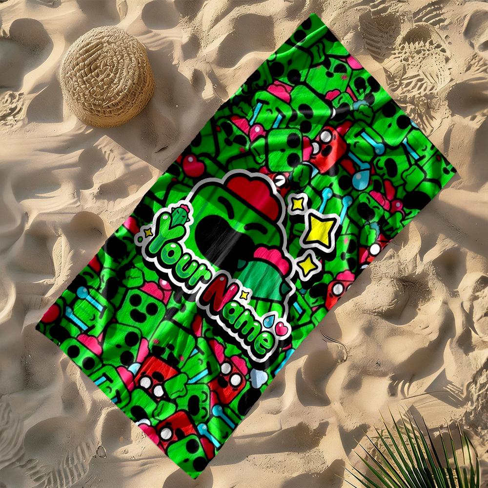 Supercell Customizable Name Beach Towel Super Soft & Absorbent Suitable for Sports Travel Swimming Yoga Bathroom Beach And Pool