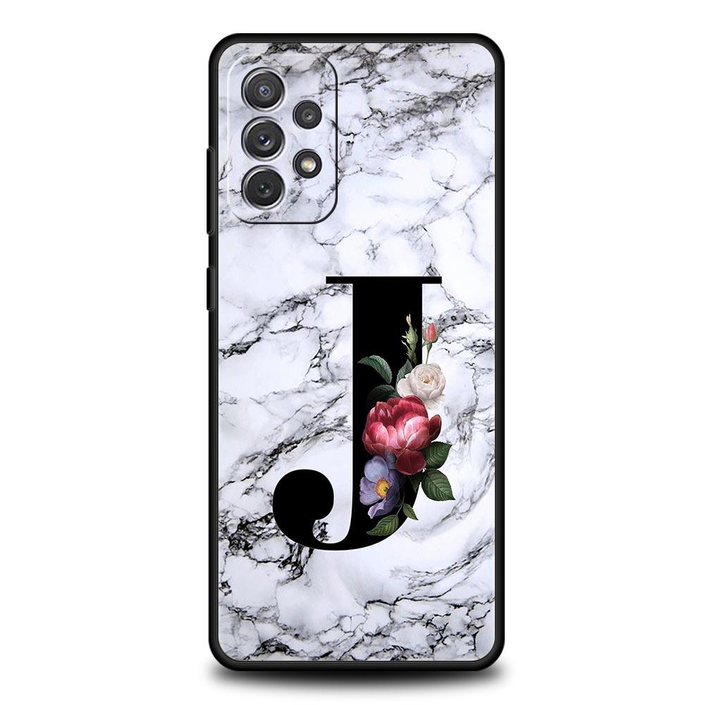 Letters Flower English Marble Phone Case For Samsung A17 A07 A55 A35 A25 A15 A05 A33 A31 A23 A21s A13 A41 A73 A53 A51 A71 Cover