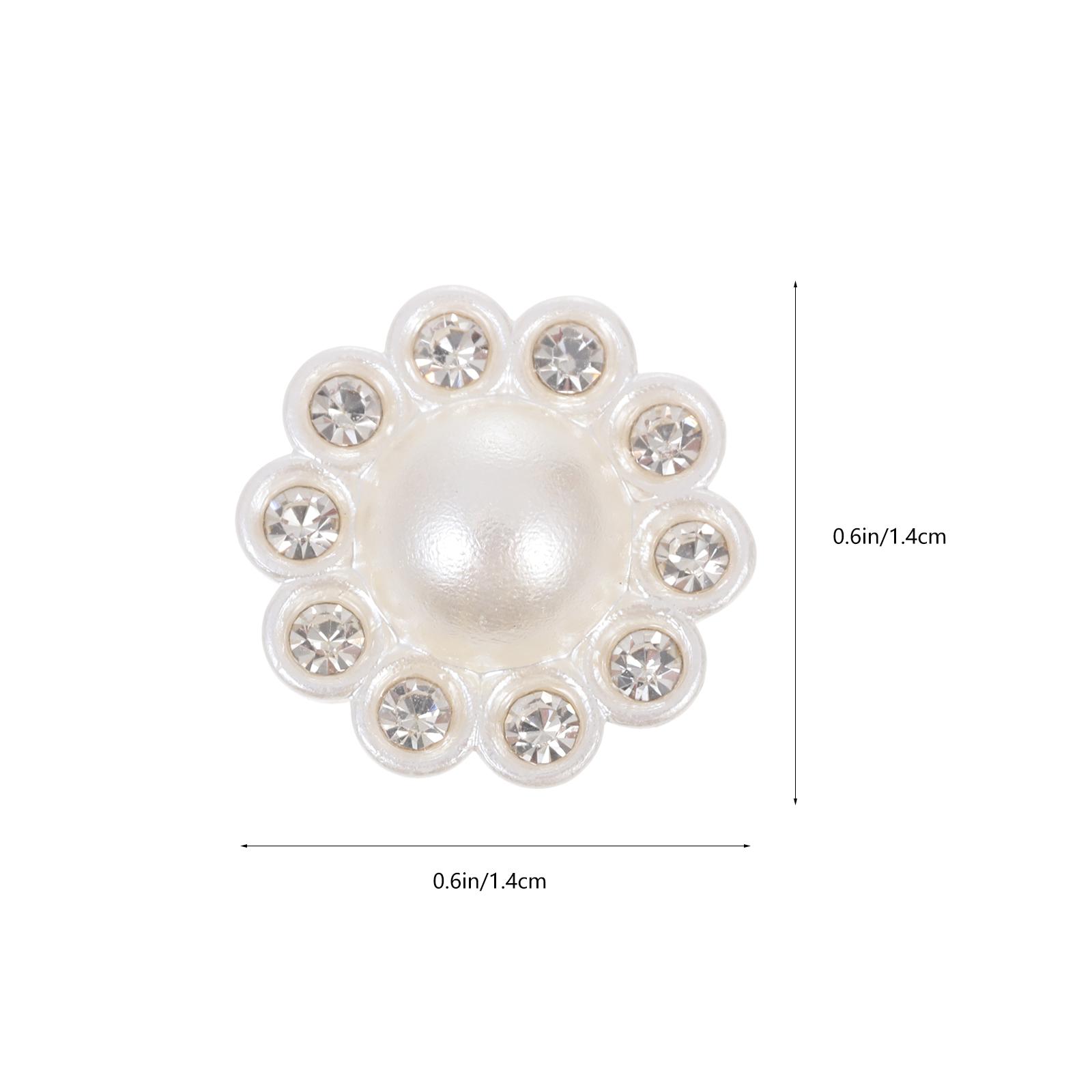 

50pcs Pearl Rhinestone Button Creative Diamond-Studded No Hole Buttons For Diy Craft Clothing Accessories Embellishment білий