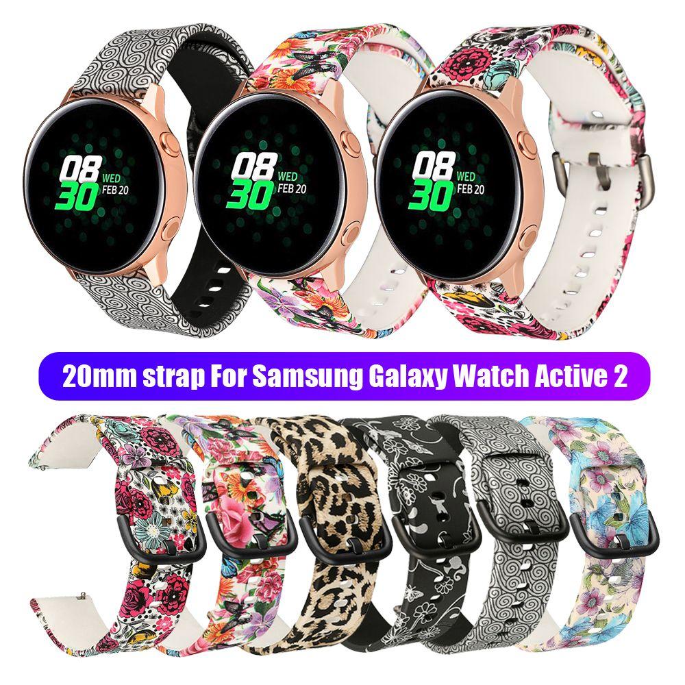 

Спортивный цветочный принт для Samsung Galaxy Watch Active 2, 42 мм, силиконовый ремешок для часов, браслет, ремешок