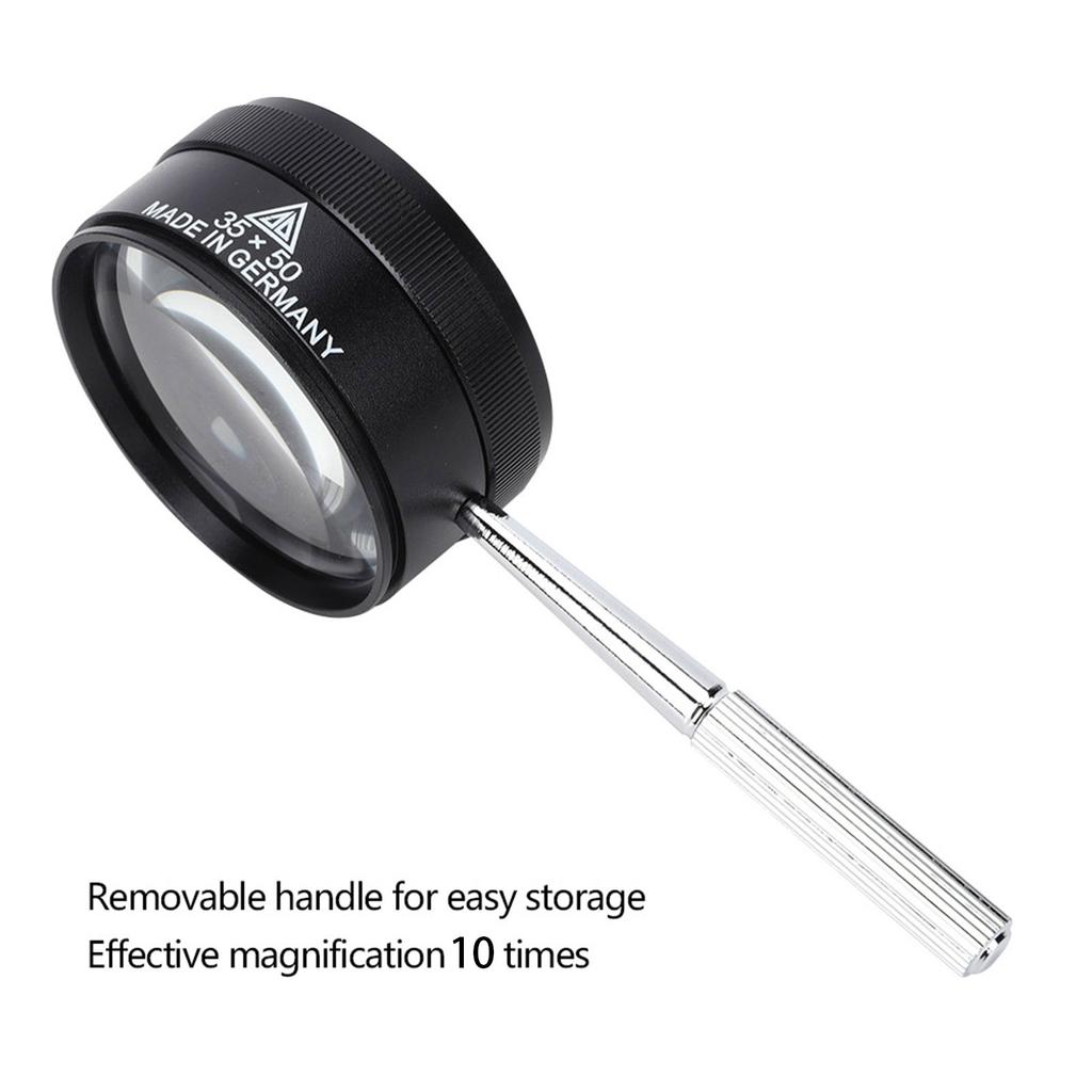 35X 50mm Bärbar Handhållen Förstoringsglas med Handtag för Smyckesidentifiering Läsning