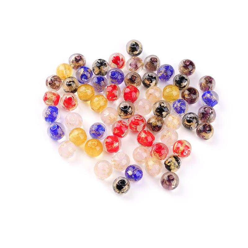 Beijing Gold Leaf Incense Ash Glazed Beads - Seven-Color Gold & Silver Loose Beads for DIY Jewelry