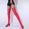 Punk Style Women Boots Big Size 35-44 Sexy Over The Knee Elasticity Boots Side Zipper Round Toe Mid Heel Women Shoes Black Red