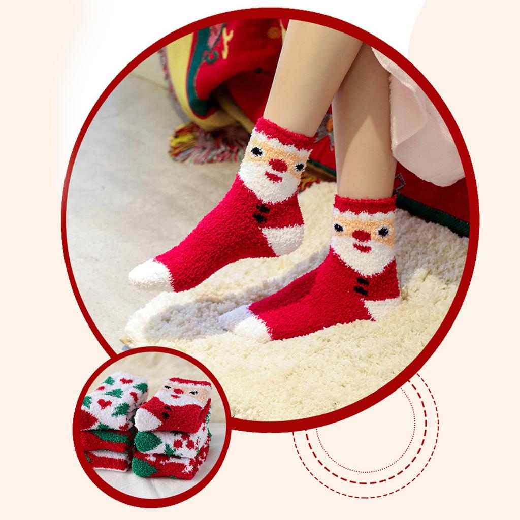 1 Box Of 2 Pairs Of Christmas Stockings, Double-Sided Fleece, Warm And Thick, Winter Home And Sleep Stockings, Christmas Gift.
