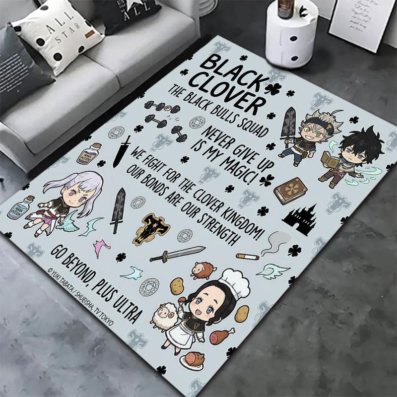 Dywan Black Clover do salonu, sypialni, dekoracja sofy domowej, mata podłogowa antypoślizgowa dla dzieci
