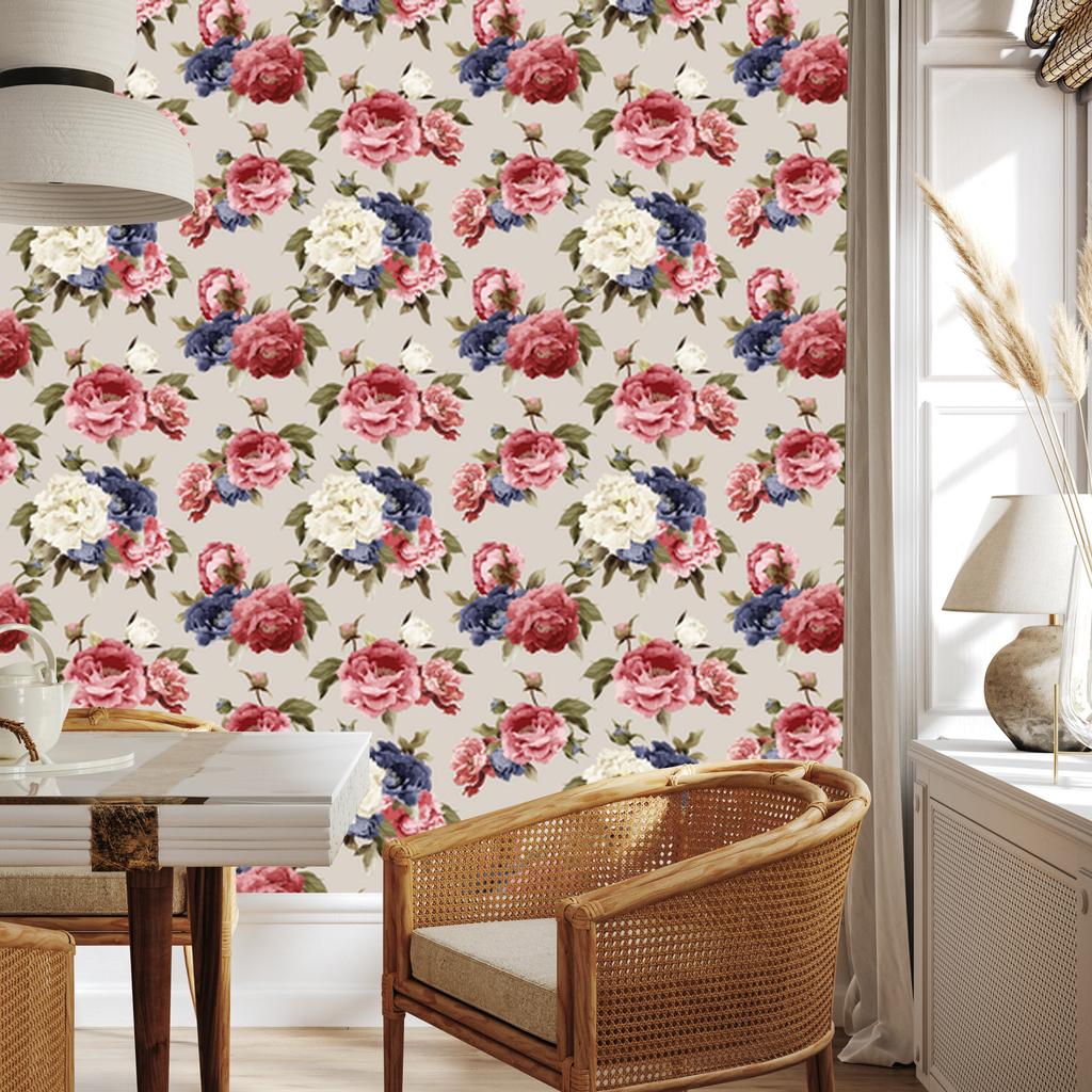 Watercolor Roses Wallpaper for Living Room and Bedroom 50x1000