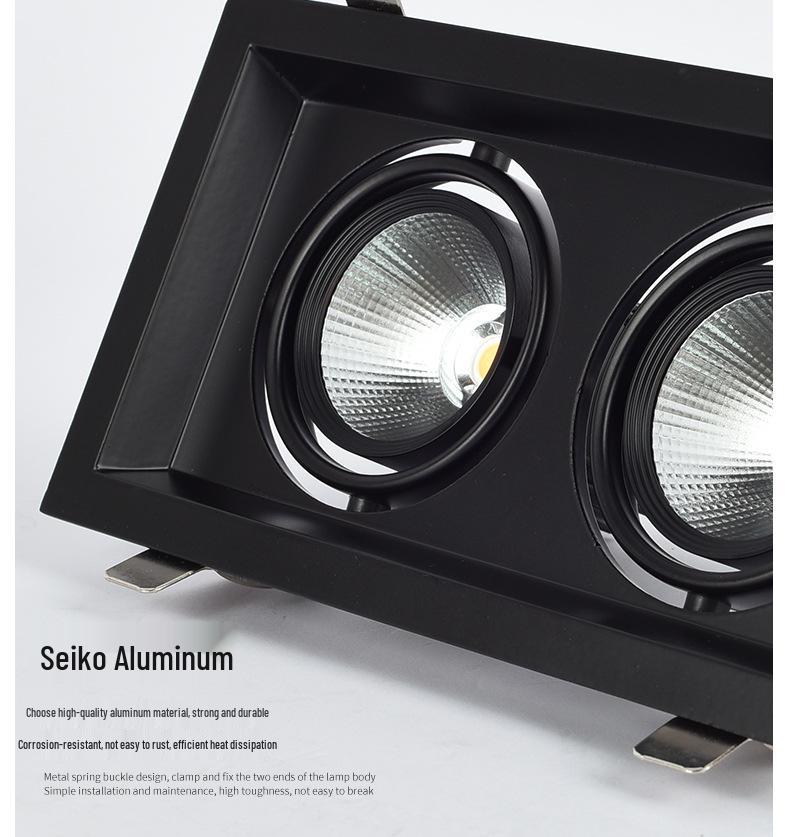 LED Double/Triple-Head Square Downlight: Recessed Aluminum Gimbal Light, COB Spotlight for Commercial Use