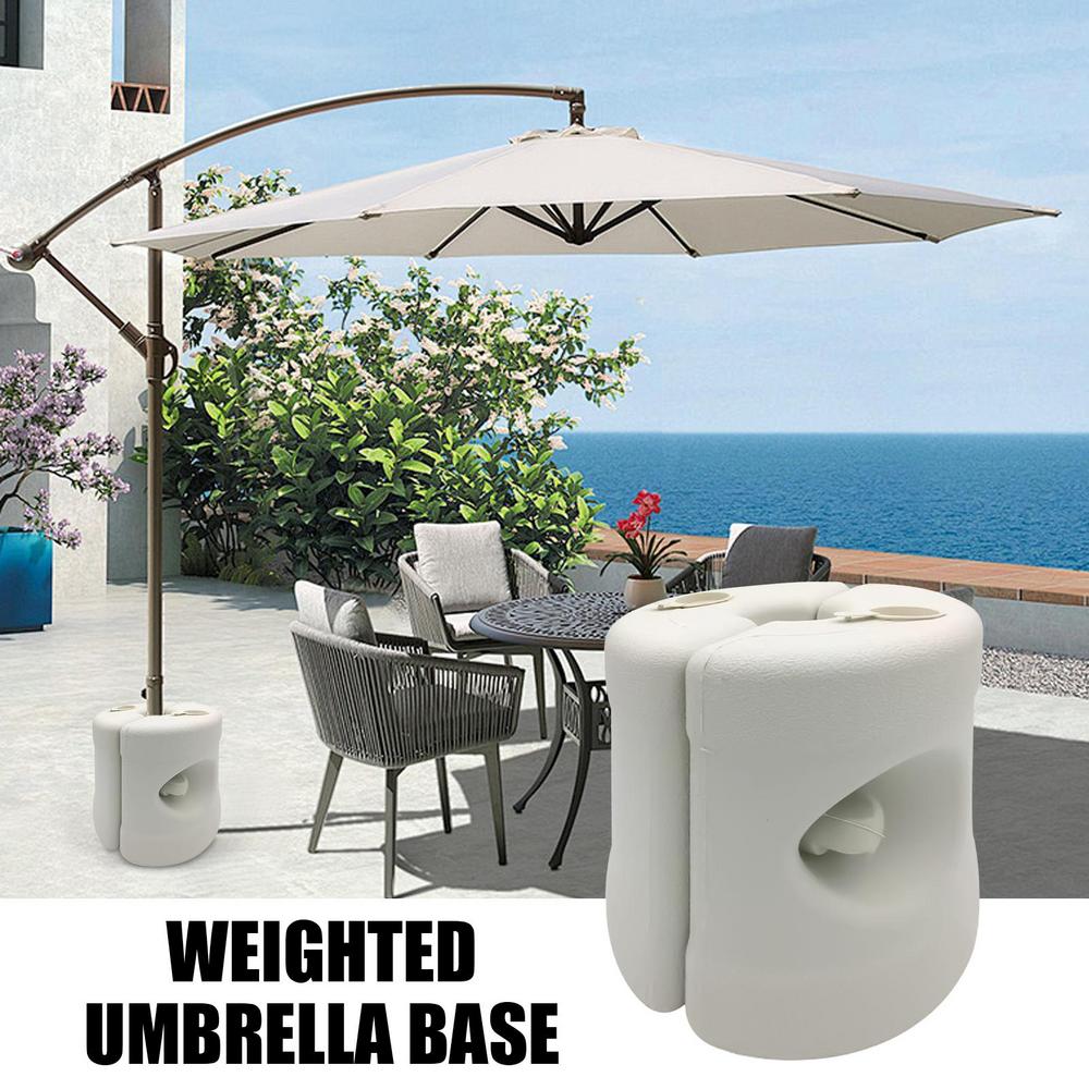 Weighted Umbrella Base Round Parasol Weighted Base Windproof Canopy Stand Easy Assembly Drum Weights Fill With Water Or Sand For