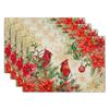 Watercolor Floral Placemats Set of 4 Blue Yellow Poppy Flowers Washable Non-Slip Heat Resistant 12×18 Inch Spring Summer Seasonal Linen Fabric Table M
